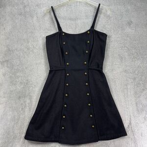 VTG Rapscallion by Samantha Pinafore Dress Womens Medium Black Square Neck